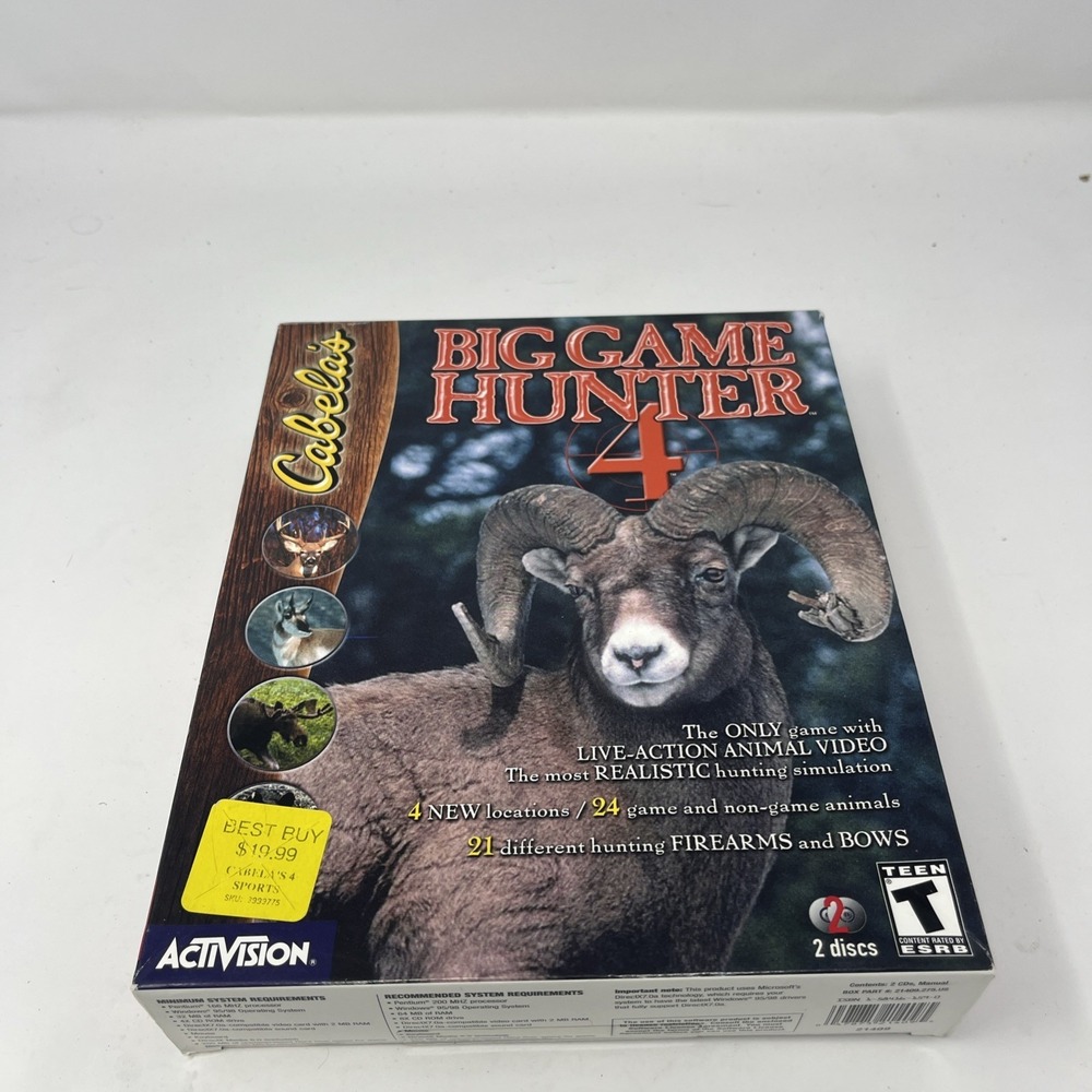 Cabela's Big Game Hunter 4 PC CD-ROM Video Game for Windows 95 98 w/ Big Box